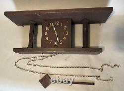 Vintage Antique Mission Oak Arts & Crafts Style Hanging Wall Clock