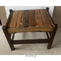 Vintage Antique Mission Oak Style Knaus Mfg Co. Slatted Footstool