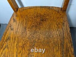 Vintage Antique Solid Oak Wood Student Office Desk Chair Rustic Mission Style
