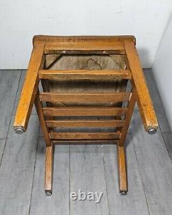 Vintage Antique Solid Oak Wood Student Office Desk Chair Rustic Mission Style