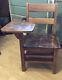 Vintage Antique Student Mission Oak Wood School Chair & Attached Desk