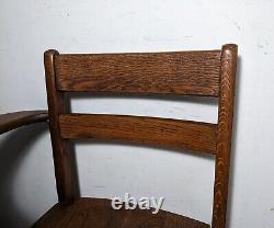 Vintage Antique Student Mission Oak Wood School Chair & Attached Desk