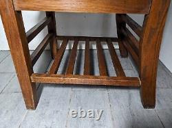 Vintage Antique Student Mission Oak Wood School Chair & Attached Desk