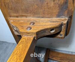 Vintage Antique Student Mission Oak Wood School Chair & Attached Desk