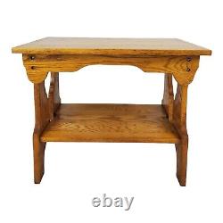 Vintage Arts And Crafts End Table Accent Hall Display Mission Oak Wood Primitive