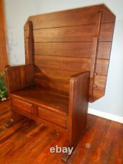 Vintage Arts & Crafts Mission Oak Bench Table Hall Seat Dining Table