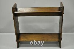 Vintage Arts & Crafts Mission Oak Wood Style D Handle Open Bookstand Bookshelf
