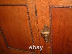 Vintage Bar Tiger Oak Mission Buffet Cabinet, Brass Hardware 52X43H X25 Gorgeous
