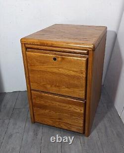 Vintage Heavy Duty Industrial Mission Oak Wood Filing File Cabinet 2-Drawer