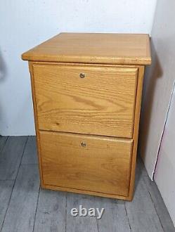 Vintage Heavy Duty Industrial Mission Oak Wood Filing File Cabinet 2-Drawer T32A