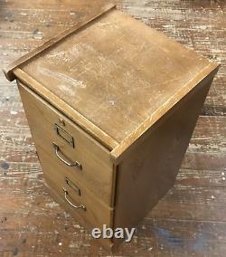 Vintage Industrial Mission Style Oak 2 Drawer Brass Handle Filing Cabinet REPAIR