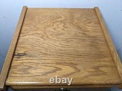 Vintage Industrial Mission Style Oak Wood Filing File Cabinet 2 Drawer Brass
