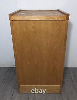 Vintage Industrial Mission Style Oak Wood Filing File Cabinet 2 Drawer Brass