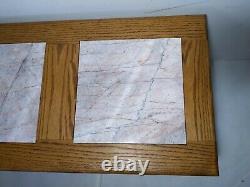 Vintage Mid Century Mission Rustic Oak Wood Coffee Table Square Pink Marble Tops