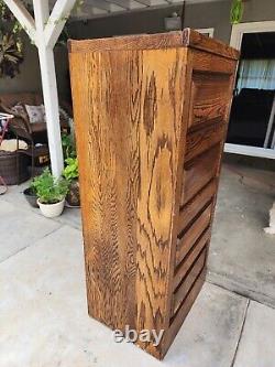 Vintage Mission Arts & Craft Style Oak Wood 4-Drawer Library Office File Cabinet