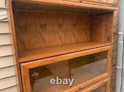 Vintage Mission Arts Crafts Oak Wood Barrister Lawyer Bookcase Cabinet Showcase