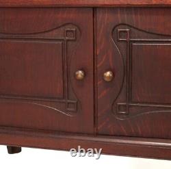 Vintage Mission Oak Arts & Crafts Style Sideboard Server with Curio Top