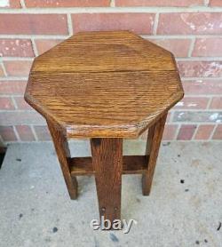 Vintage Mission Oak Plant Fern Stand Side Table Handmade Octagon