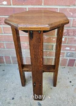 Vintage Mission Oak Plant Fern Stand Side Table Handmade Octagon