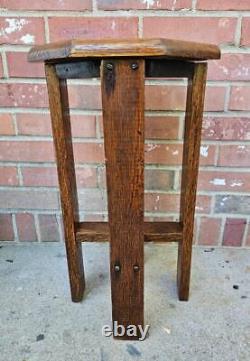 Vintage Mission Oak Plant Fern Stand Side Table Handmade Octagon