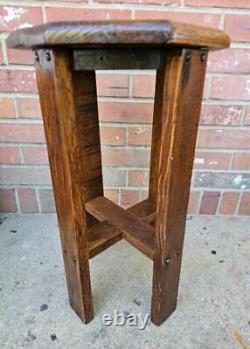 Vintage Mission Oak Plant Fern Stand Side Table Handmade Octagon