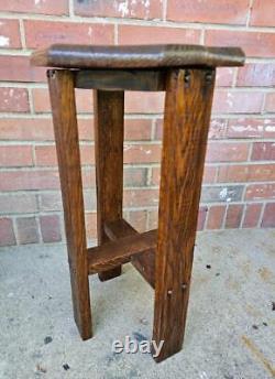 Vintage Mission Oak Plant Fern Stand Side Table Handmade Octagon