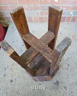 Vintage Mission Oak Plant Fern Stand Side Table Handmade Octagon