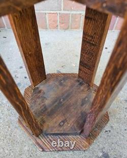 Vintage Mission Oak Plant Fern Stand Side Table Handmade Octagon