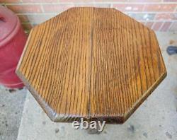 Vintage Mission Oak Plant Fern Stand Side Table Handmade Octagon