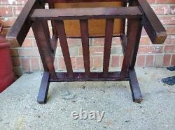 Vintage Mission Oak Style School Desk Chair Oak Storage Under And In Back #2