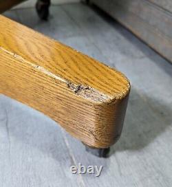 Vintage Mission Oak Wood Banker Swivel Rolling Office Arm Chair Gunlocke Style C