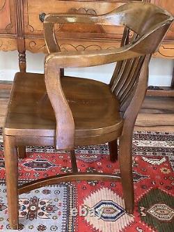 Vintage Mission Solid Oak Wood Banker/Office Arm Chair Antique Gunlocke Style