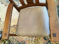 Vintage Mission Solid Tiger Oak Arts & Crafts Stickley Stuffed Comfy Chair