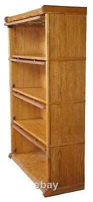 Vintage Mission Style Oak Leaded Glass Barrister Lawyers Bookcase Cabinet 55