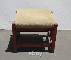 Vintage Mission Style Oak Stool Bench French Country