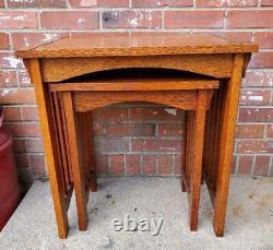 Vintage Nesting Tables Set Of 2 Mission Oak Style