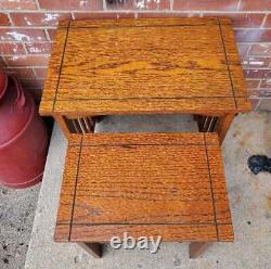 Vintage Nesting Tables Set Of 2 Mission Oak Style