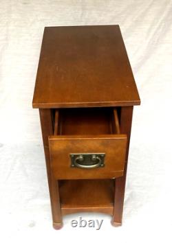 Vintage Oak Mission Arts and Crafts Style One Drawer Stand 1980s