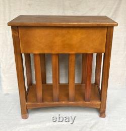 Vintage Oak Mission Arts and Crafts Style One Drawer Stand 1980s