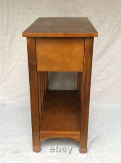 Vintage Oak Mission Arts and Crafts Style One Drawer Stand 1980s