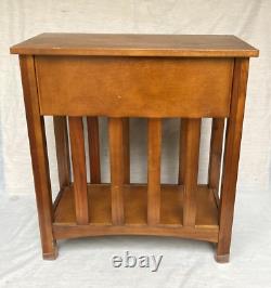 Vintage Oak Mission Arts and Crafts Style One Drawer Stand 1980s