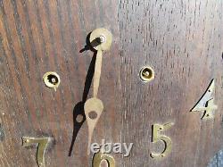Vintage Original Arts And Crafts Mission Oak Wall Clock For Parts Or Repair