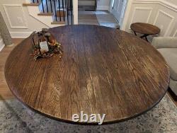 Vintage Round Solid Oak 60 Pedestal Dining Table-Mission Style