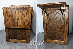Vintage Rustic Mission Oak Wood Writing or Sewing Drop Leaf Waterfall Desk Table