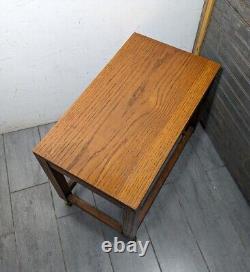 Vintage Solid Mission Oak Wood Mid Century Danish Modern Rolling Table A