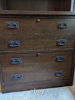 Vintage Stickley Mission Collection Bookshelf withLateral File Drawers