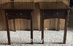 Vintage Stickley Mission Oak Side End Table Nightstand RARE Set of 2 Pair
