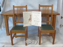 Vintage Stickley T. C. Timber Mission Oak Table & 2 Doll Side Chairs 1998 with COA