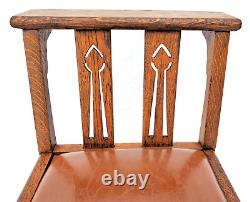 Vtg Arts & Crafts / Mission / Craftsman Oak Vanity or Window Bench Chair 1910's