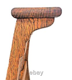 Vtg Arts & Crafts / Mission / Craftsman Oak Vanity or Window Bench Chair 1910's